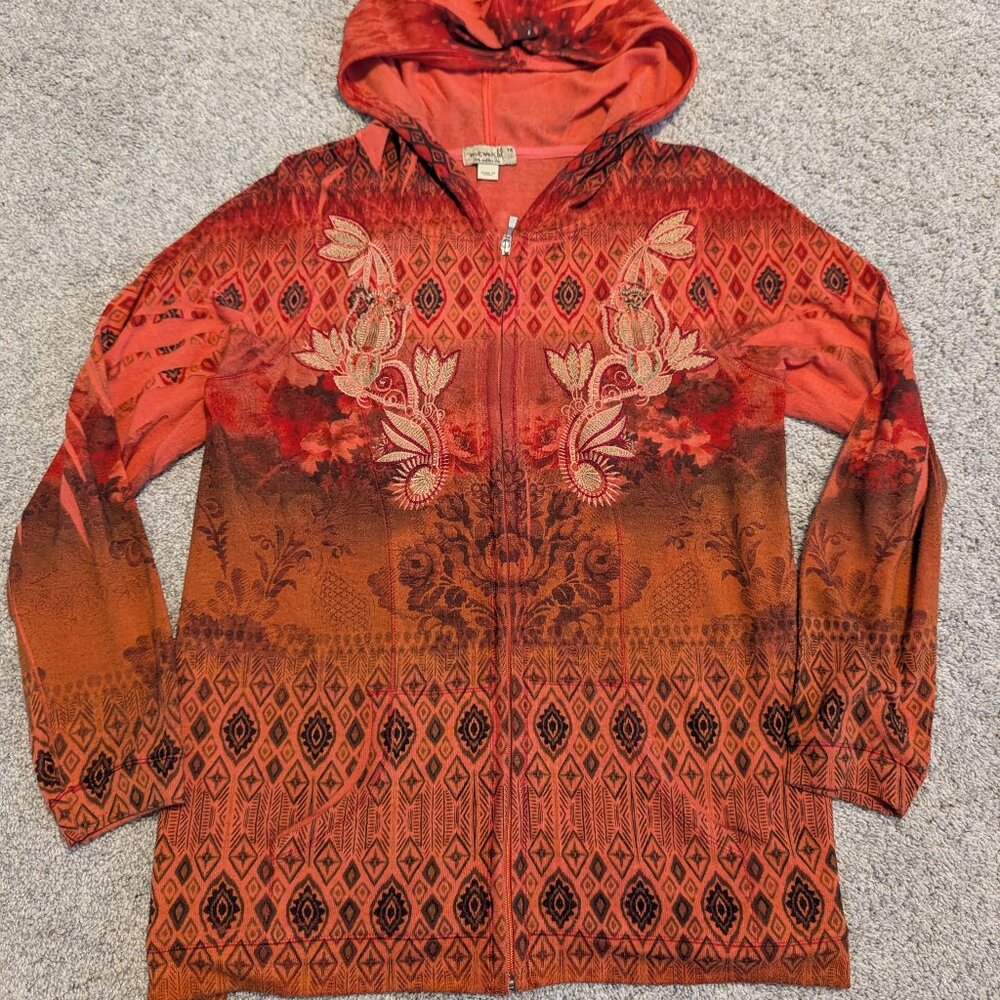 One World women's Embroidered hoodie, Size 1X